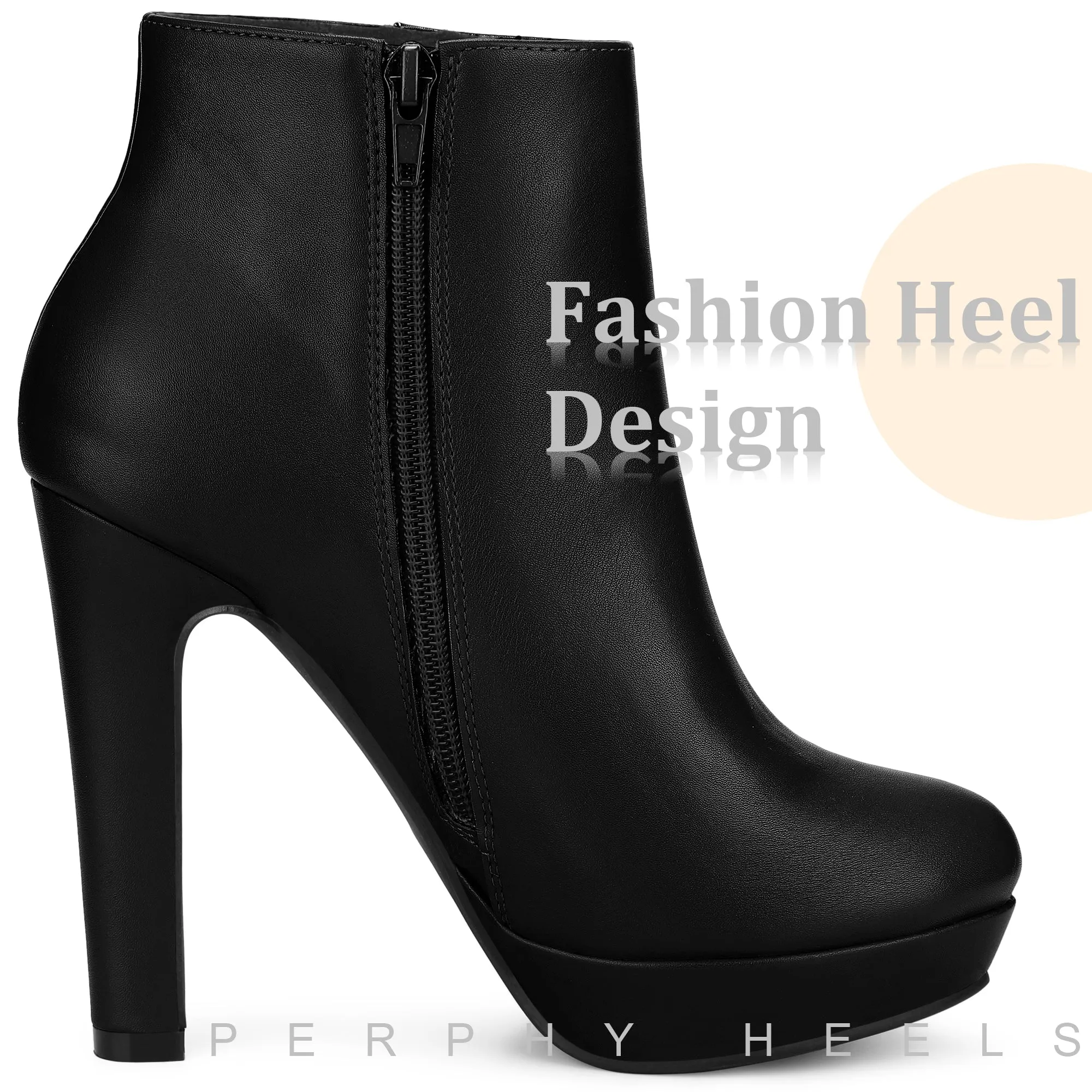 Pointed Toe Platform Chunky Heel Ankle Boots for Women
