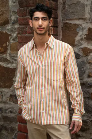 Rangsutra Dhaari Multi Color Striped Handwoven Full Sleeve Pure Cotton Shirt
