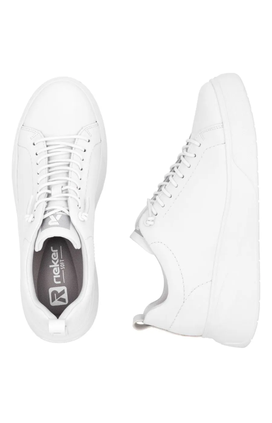 Rieker White Trainer with Platform Sole