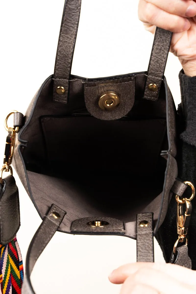SALE! NGIL Dark Gray Faux Leather Gwen Guitar Strap Purse