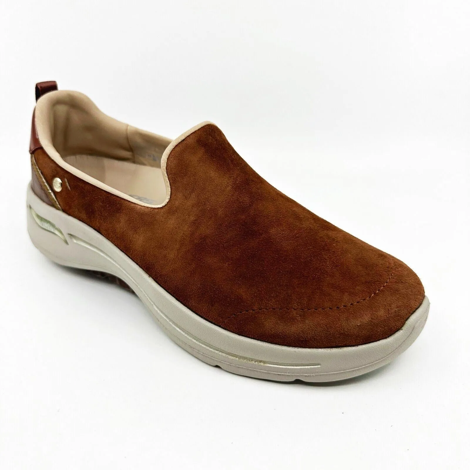 Skechers Go Walk Arch Fit Classy Voyage Cognac Brown Womens Comfort Shoes