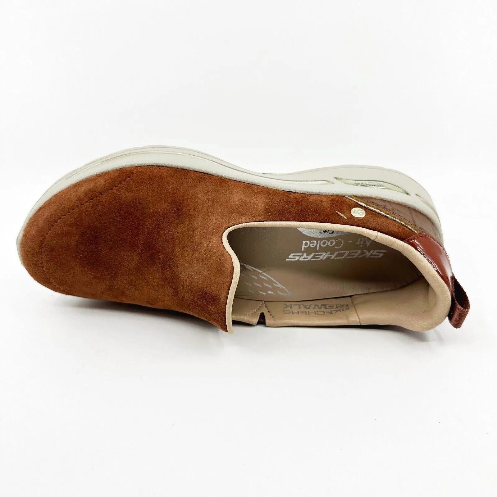 Skechers Go Walk Arch Fit Classy Voyage Cognac Brown Womens Comfort Shoes