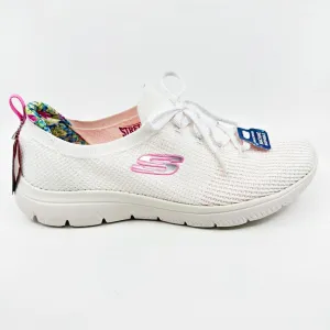 Skechers Summits Merry Garden White Womens Wide Athletic Slip In Shoes