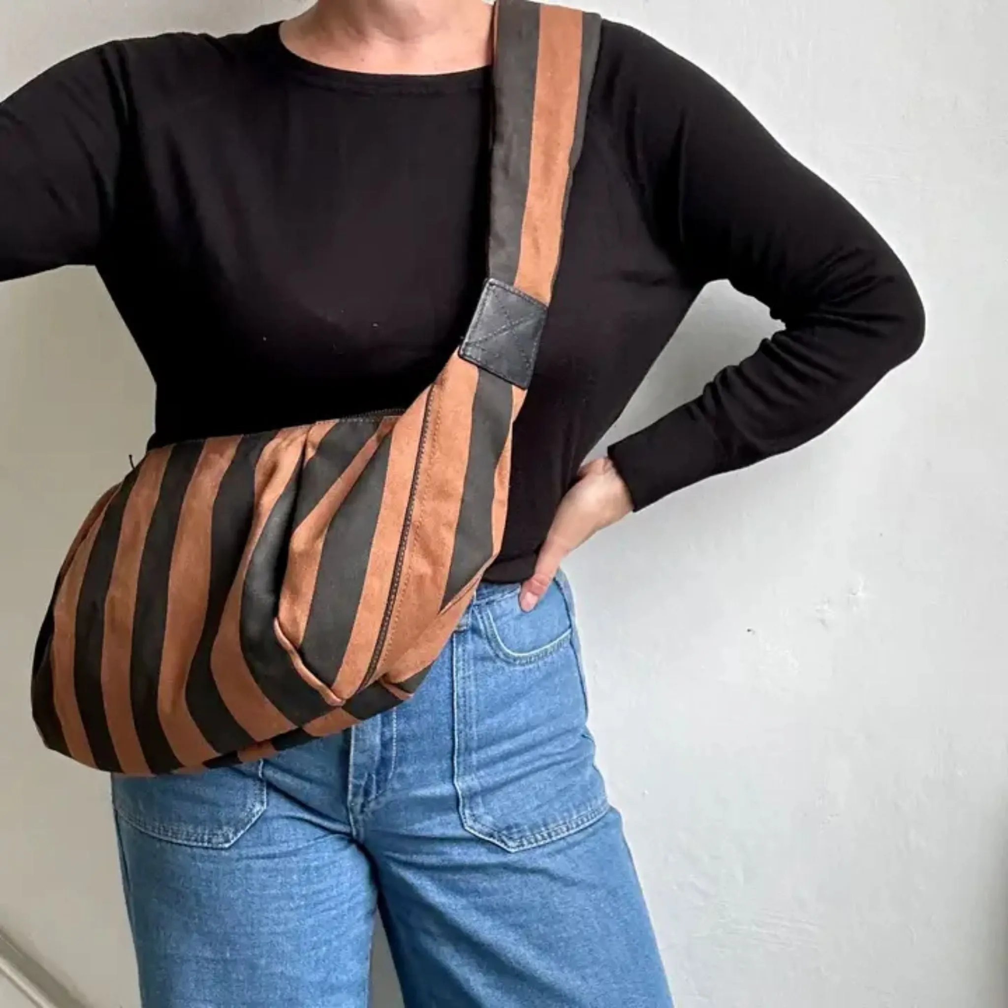 Striped Crossbody Sling bag (two sizes)