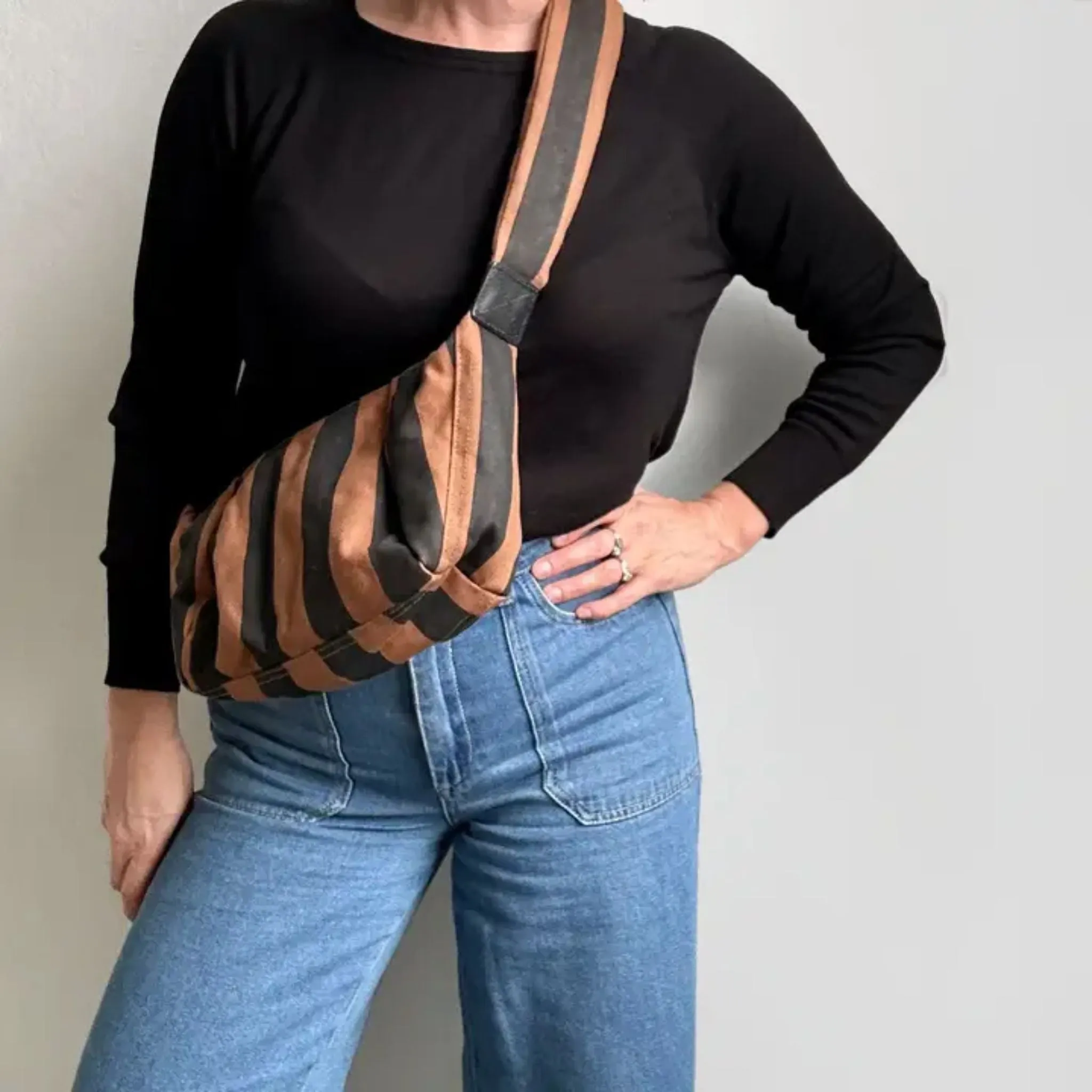 Striped Crossbody Sling bag (two sizes)