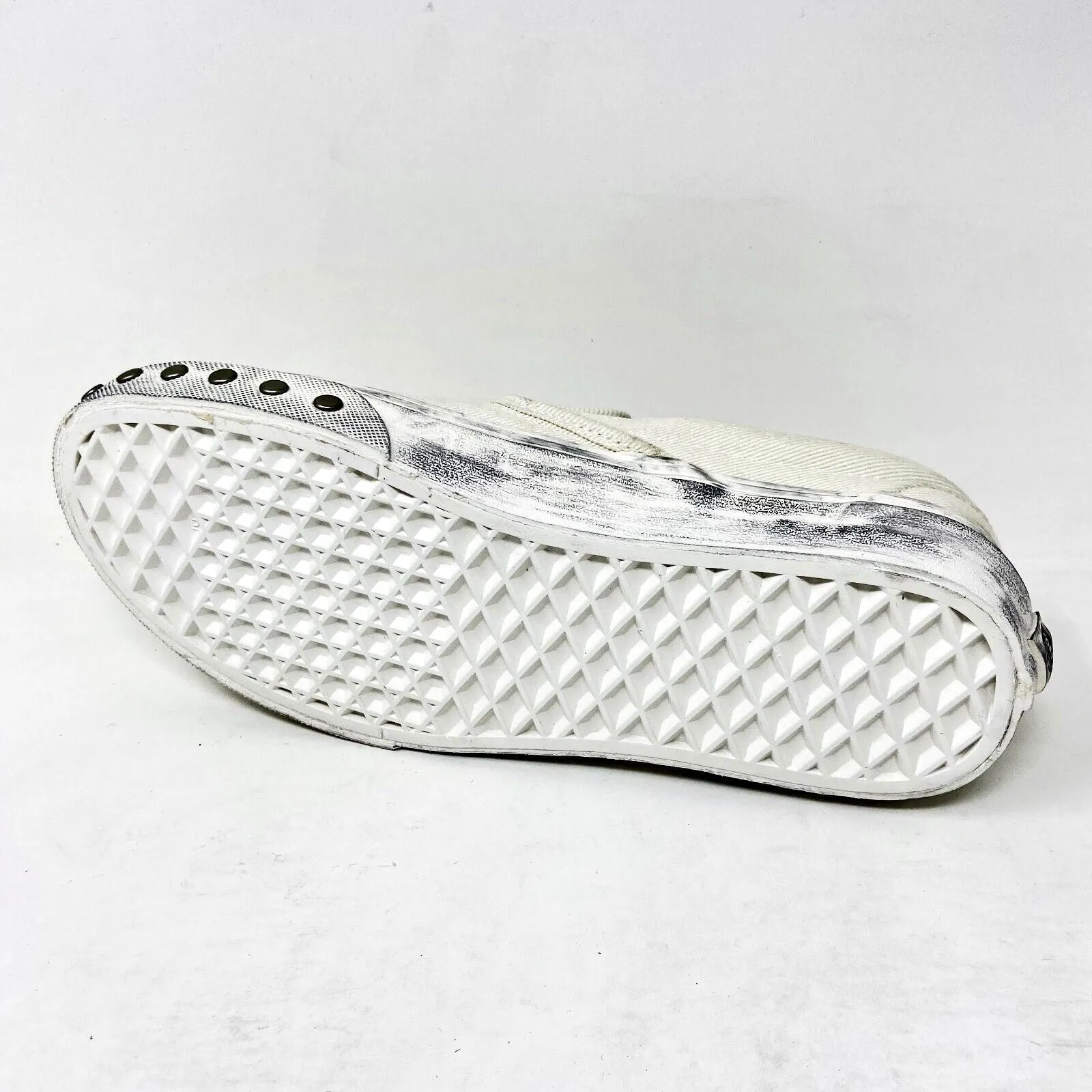 Vans Classic Slip On (Overwashed) White Womens Studded Casual Shoes
