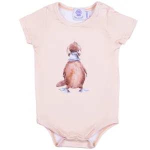 Vintage Beige Platypus Short Sleeve Onesie