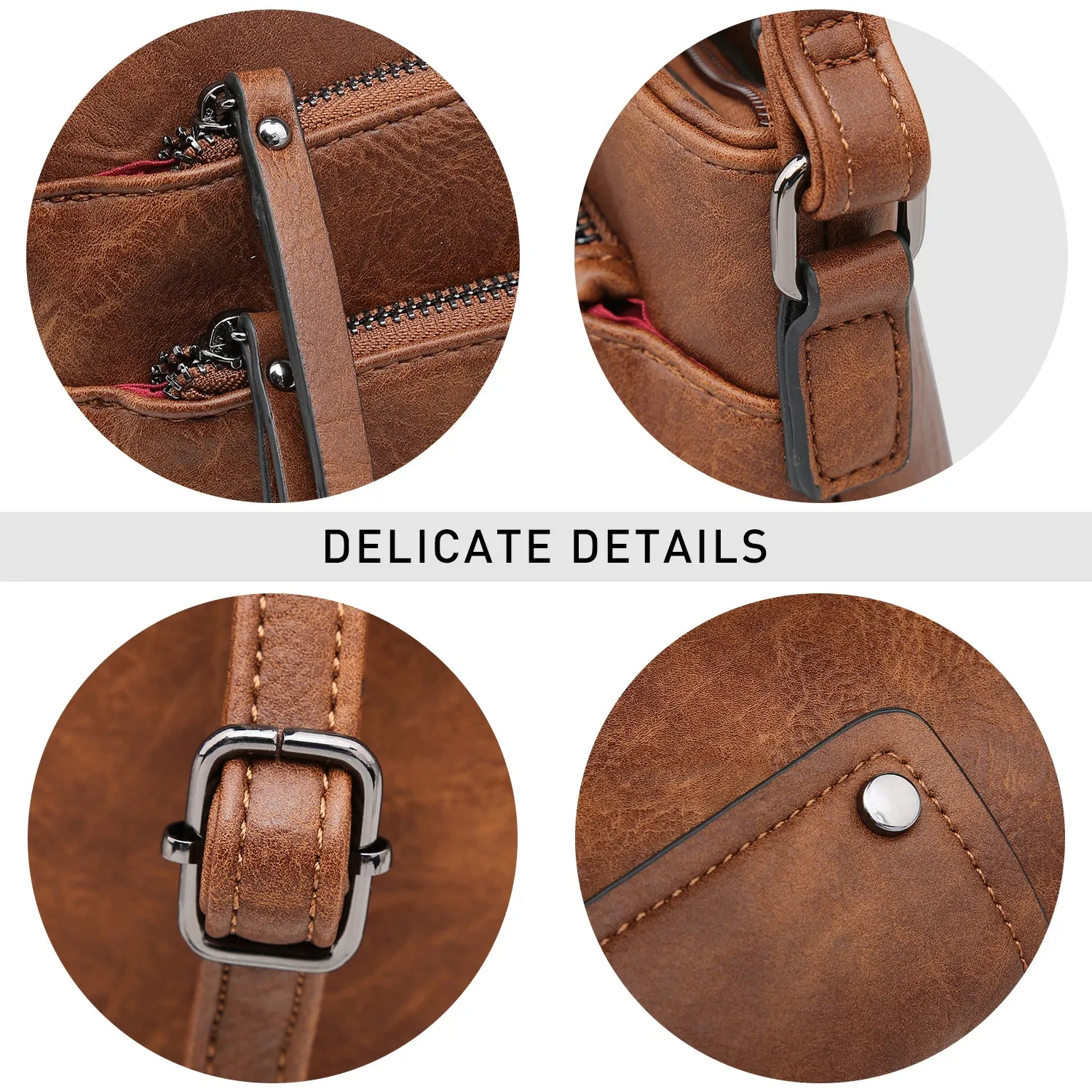 VONMAY Large Crossbody Bags for Women Triple Zip Pocket Cross Body Purses and Handbags