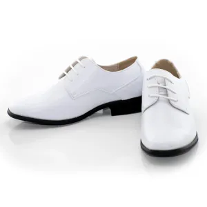 White Leather Lace up Kids Dress shoes