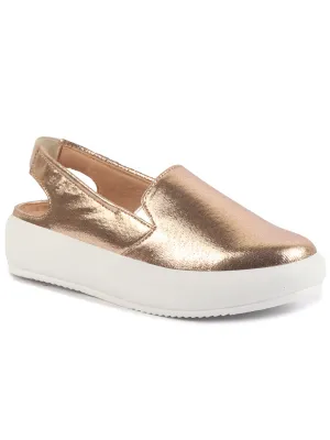 Women Golden Height Enhancer Elastic Closure Back Strap Platform Heel Slip On Shoes|Stylish|Chunky|Weekend|Classic Sneaker Shoes