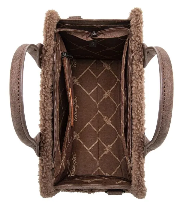 Wrangler Aztec Sherpa Tote Crossbody Bag - Brown