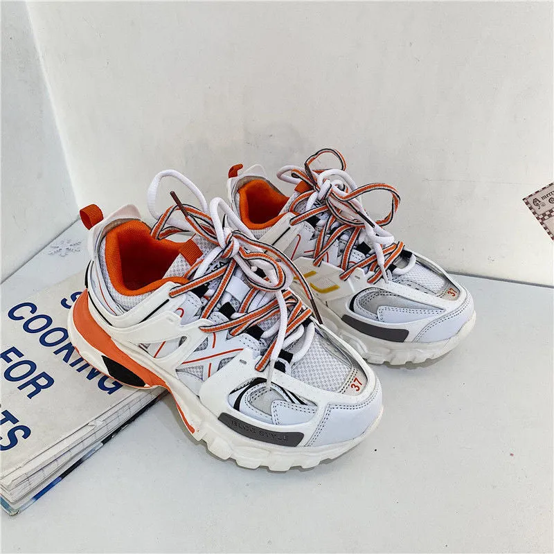 xiangtuibao Lovely Pink Chunky Sneakers Women  Thick Sole Girls Sport Shoes Bright Green Fashion Casual Dad Shoes Female Footwear
